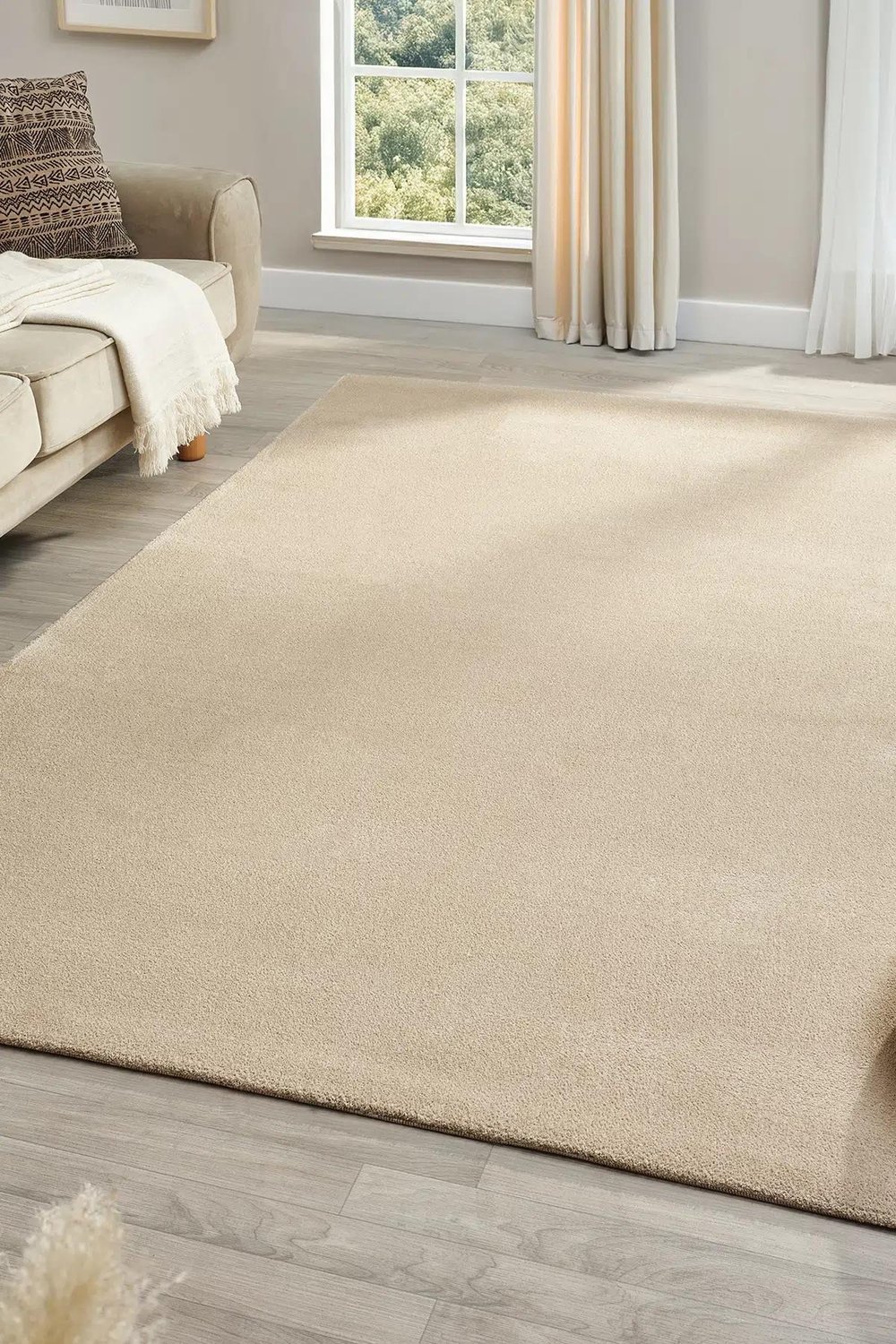 Bali Serisi Bej Mikrofiber Antialerjik Düz Renk Halı