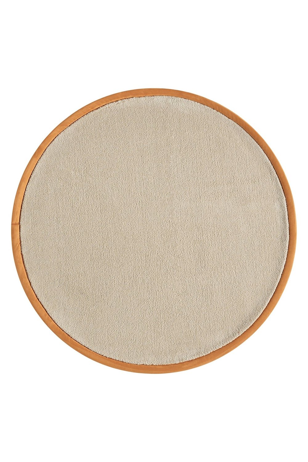 Bali Serisi Bordürlü Yuvarlak Halı Bej Taba Süet Kenarlı Mikrofiber Yumuşak Salon Halısı