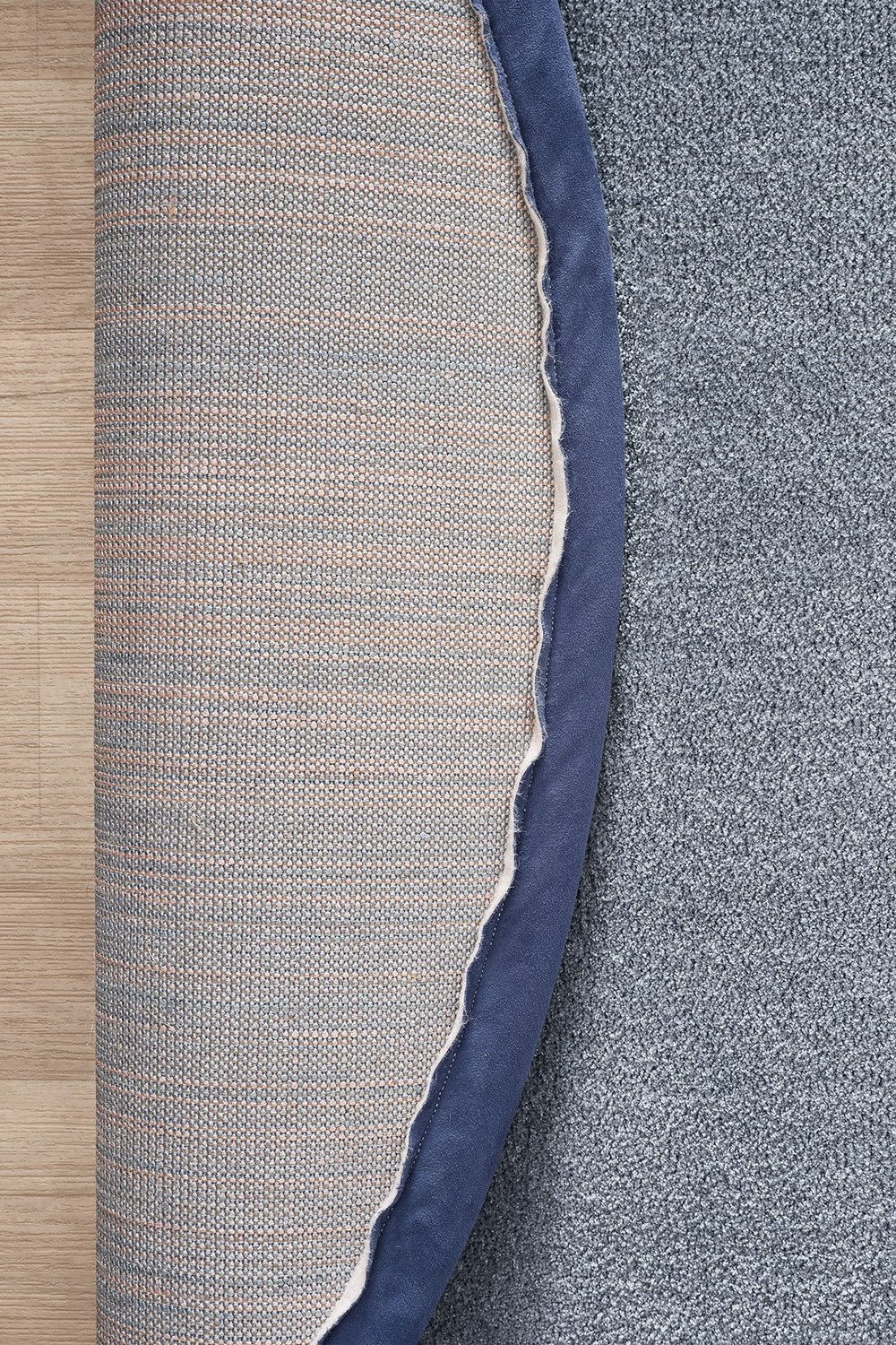 Bali Serisi Bordürlü Yuvarlak Halı Gri Lacivert Süet Kenarlı Mikrofiber Yumuşak Salon Halısı