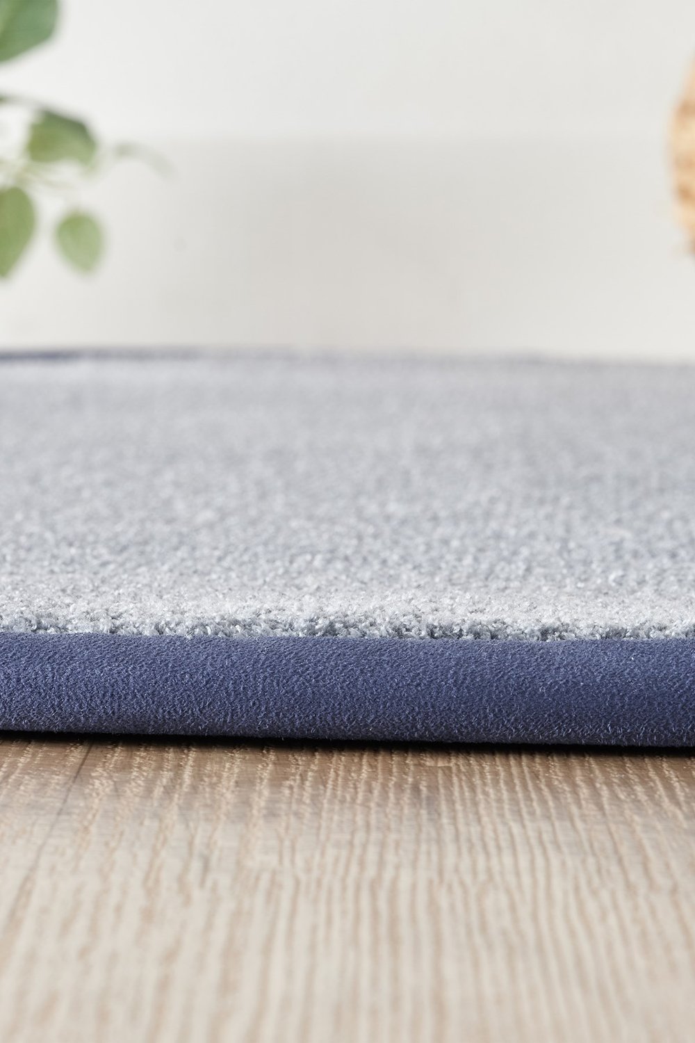 Bali Serisi Bordürlü Yuvarlak Halı Gri Lacivert Süet Kenarlı Mikrofiber Yumuşak Salon Halısı