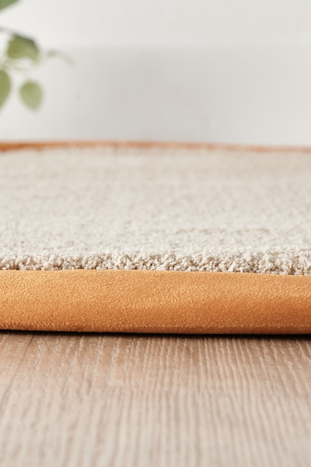 Bali Serisi Bordürlü Yuvarlak Halı Bej Taba Süet Kenarlı Mikrofiber Yumuşak Salon Halısı