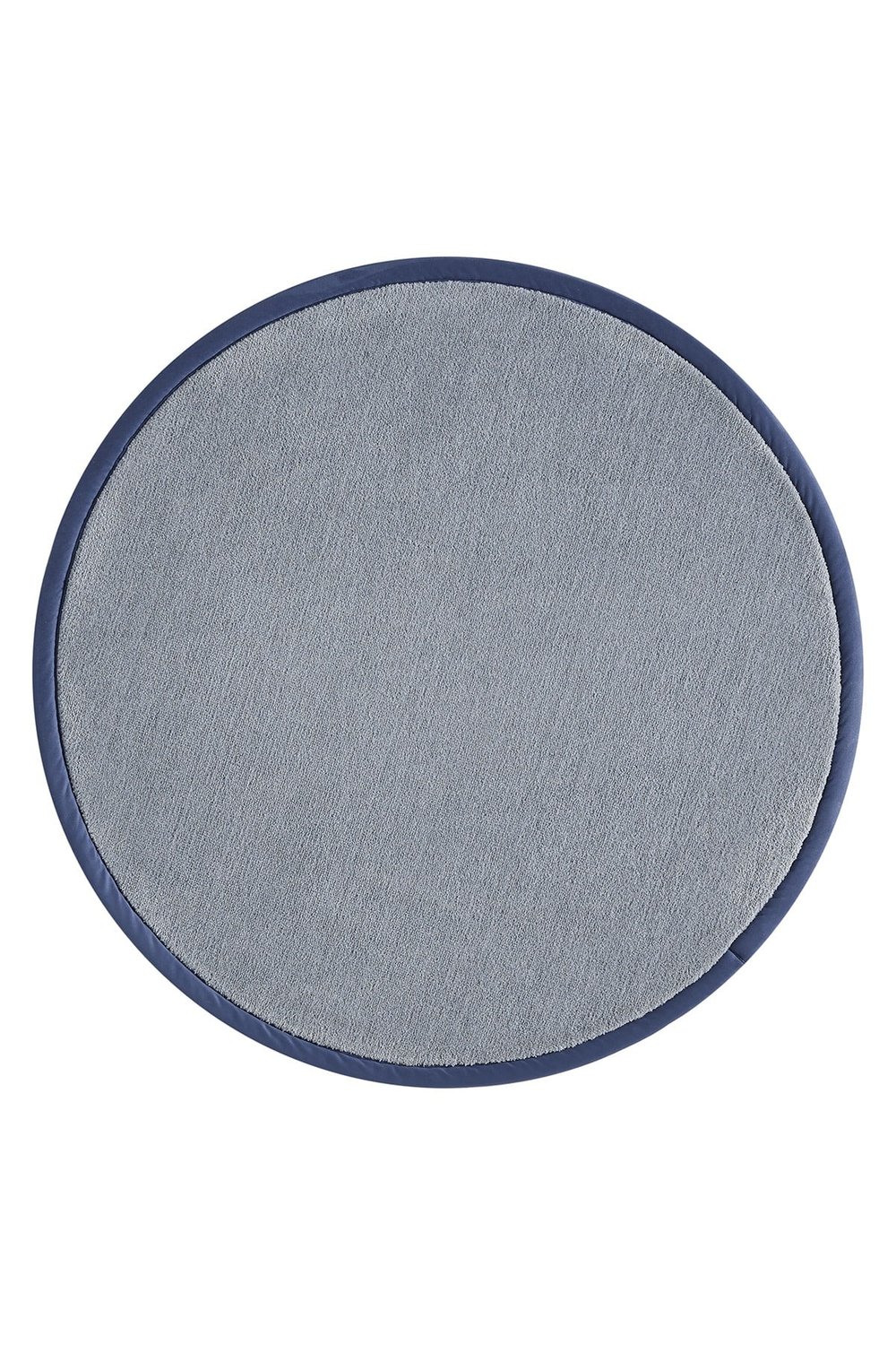 Bali Serisi Bordürlü Yuvarlak Halı Gri Lacivert Süet Kenarlı Mikrofiber Yumuşak Salon Halısı