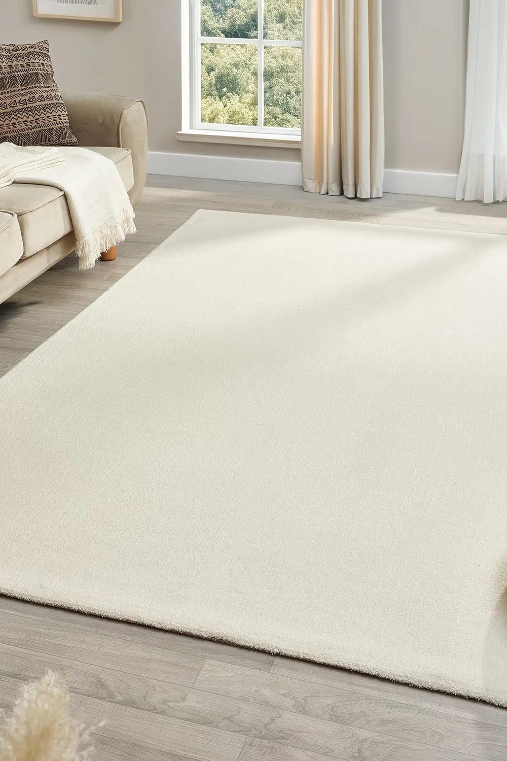 Bali Serisi Krem Mikrofiber Antialerjik Düz Renk Halı