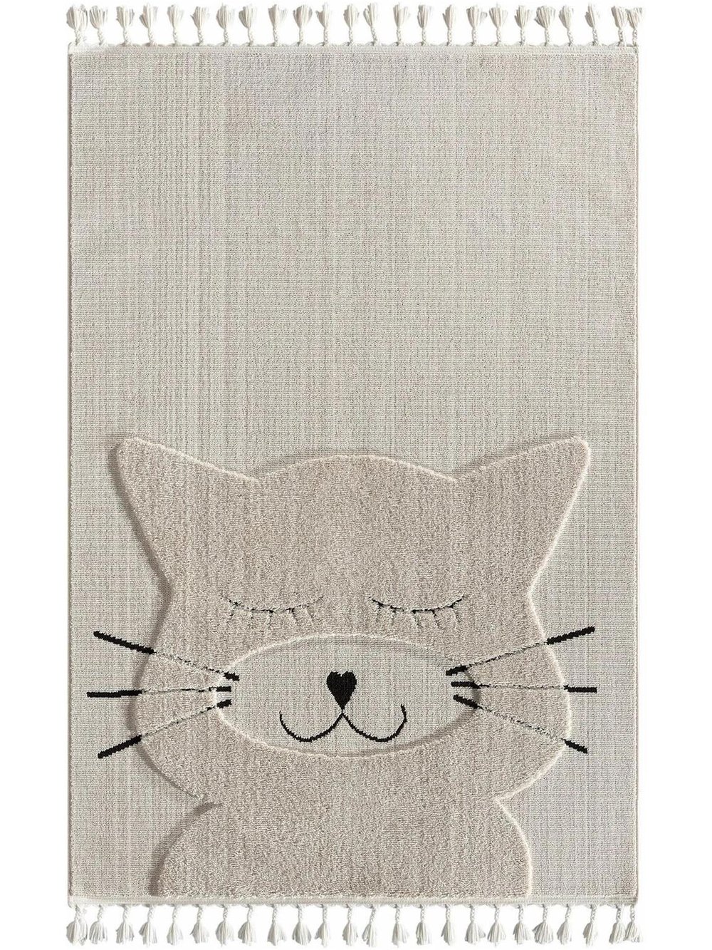 Tiny Kids Kedi Desenli Gri Dikdörtgen Halı