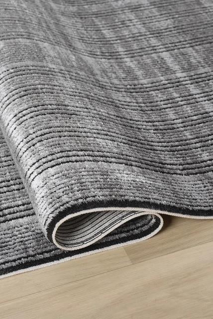 Edge Serisi Antrasit Modern Salon Halısı – Çerçeve Çizgi Desenli Akrilik Halı