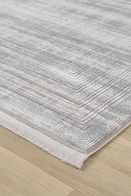 Edge Serisi Geometrik Çizgi Desenli Gri Akrilik Modern Salon Halısı