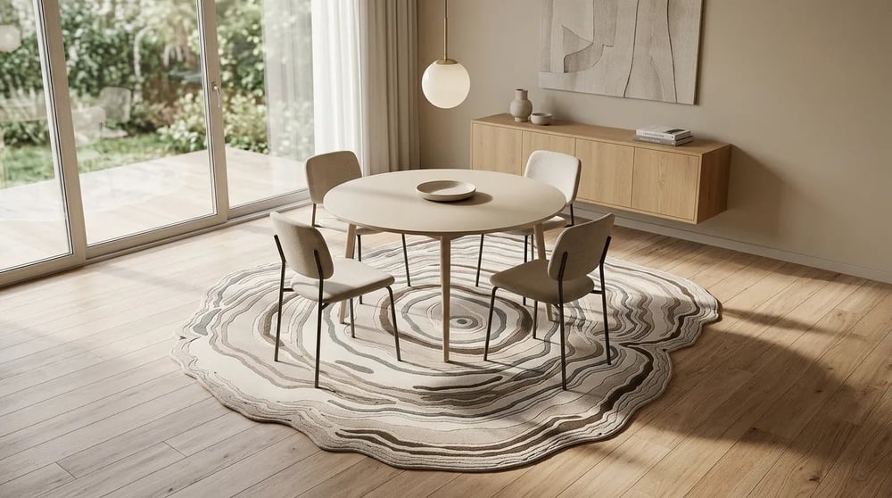 Bej Krem Amorf Modern Salon Halısı Luxora LX001
