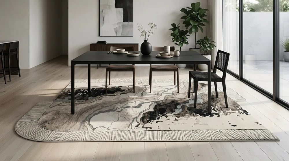 Modern Krem Gri Salon Halısı Mermer Desenli Luxora LX005