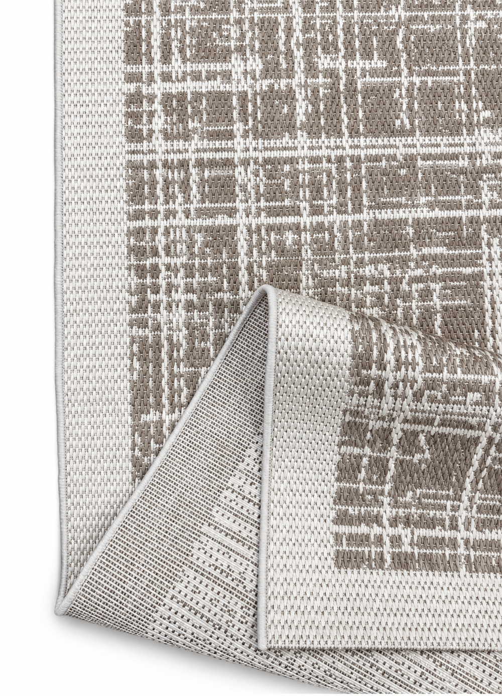 Matrix Serisi Bej Krem Geometrik Desenli Sisal Dokulu Modern Halı