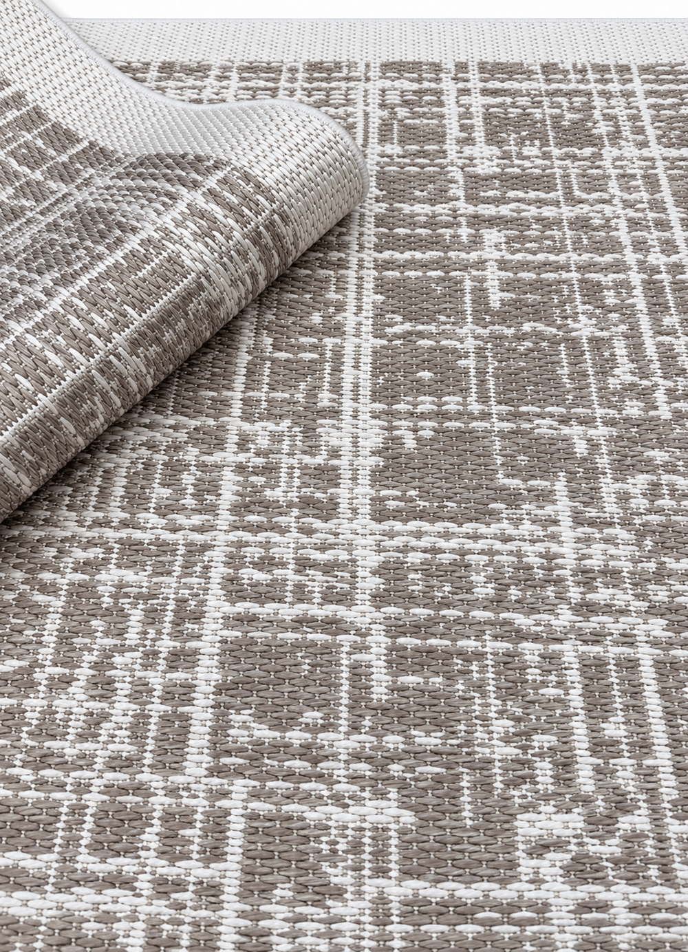 Matrix Serisi Bej Krem Geometrik Desenli Sisal Dokulu Modern Halı