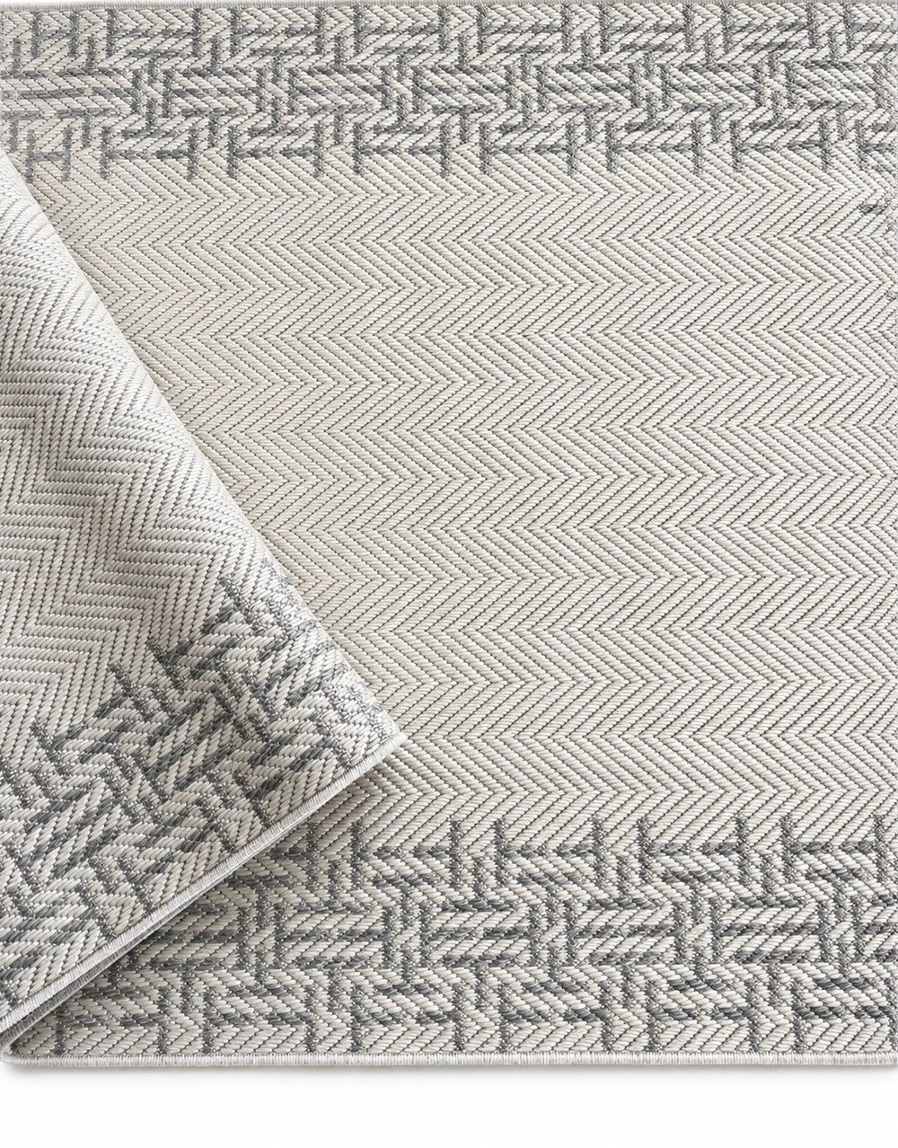 Matrix Serisi Gri Krem Balıksırtı Desenli Sisal Dokulu Modern Halı