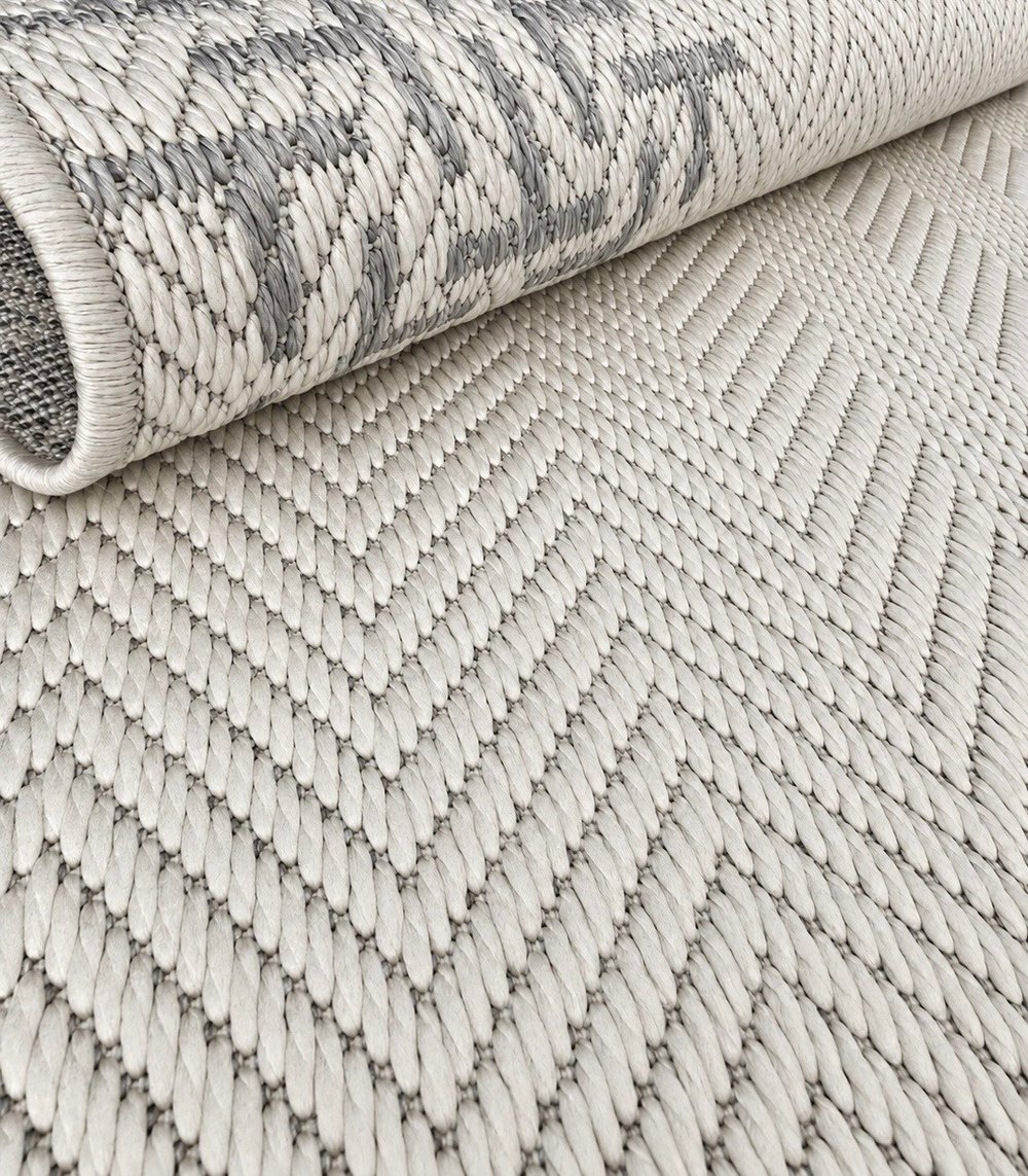 Matrix Serisi Gri Krem Balıksırtı Desenli Sisal Dokulu Modern Halı