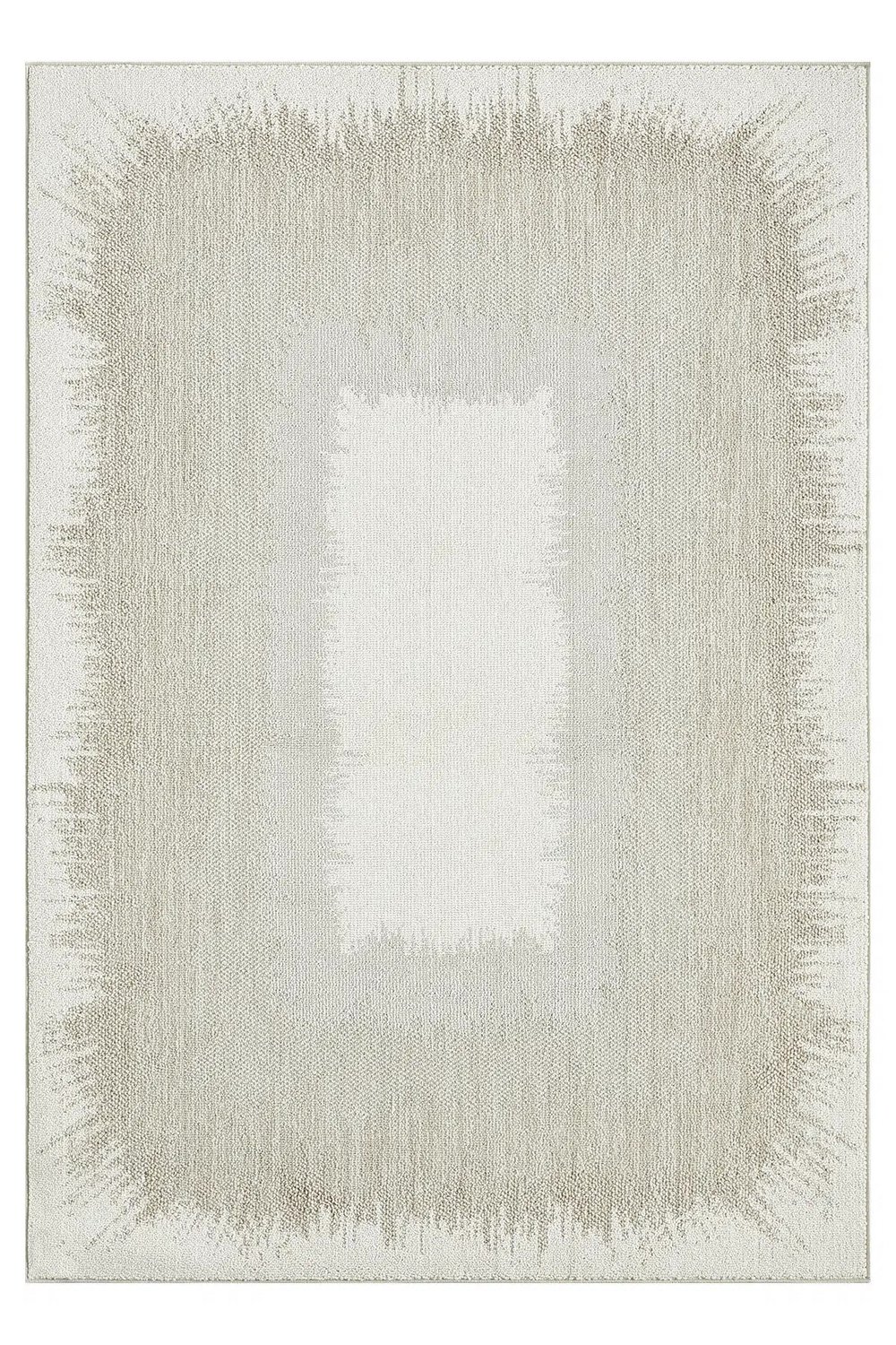 Pearl - Glow Eskitme Çerçeveli Açık Krem Modern Salon ve Odası Halısı