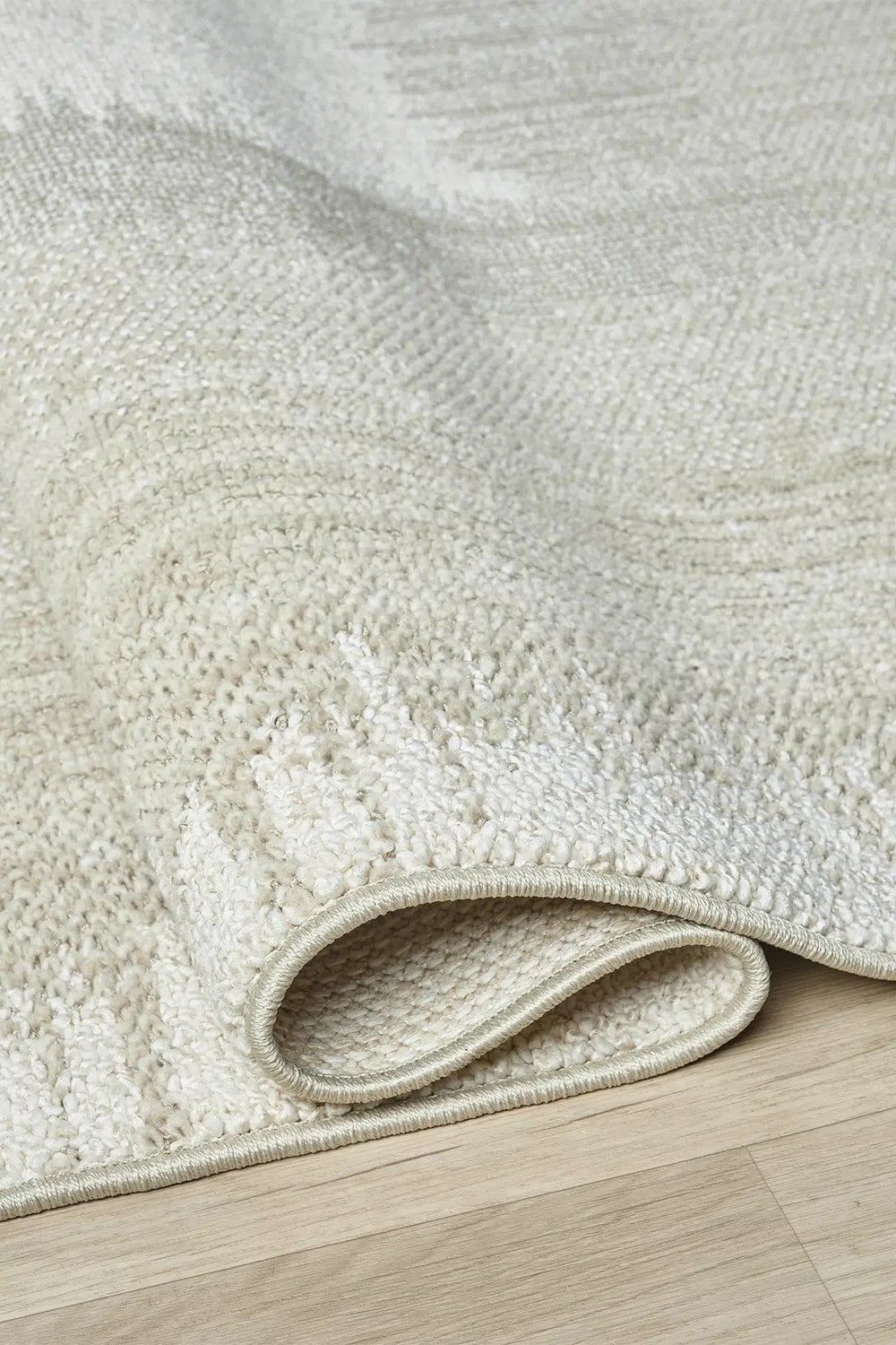 Pearl - Glow Eskitme Çerçeveli Açık Krem Modern Salon ve Odası Halısı