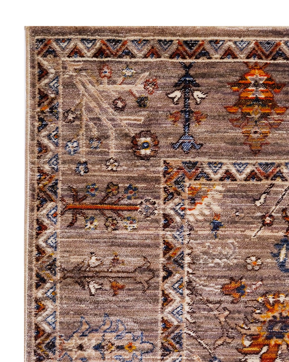 7-24 Krem Vintage Halı Zamansız Çiçek Desenli Modern ve Antibakteriyel