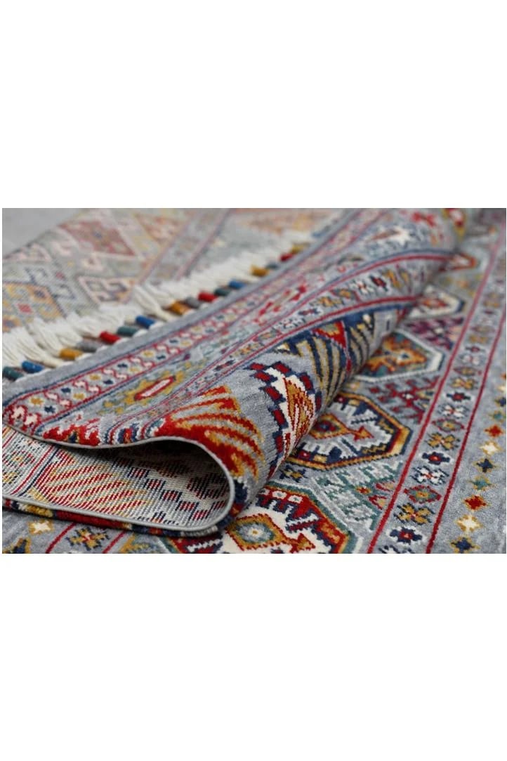 Sultani 806 Gri Yün Halı | Etnik Desen Modern Klasik Salon Halısı