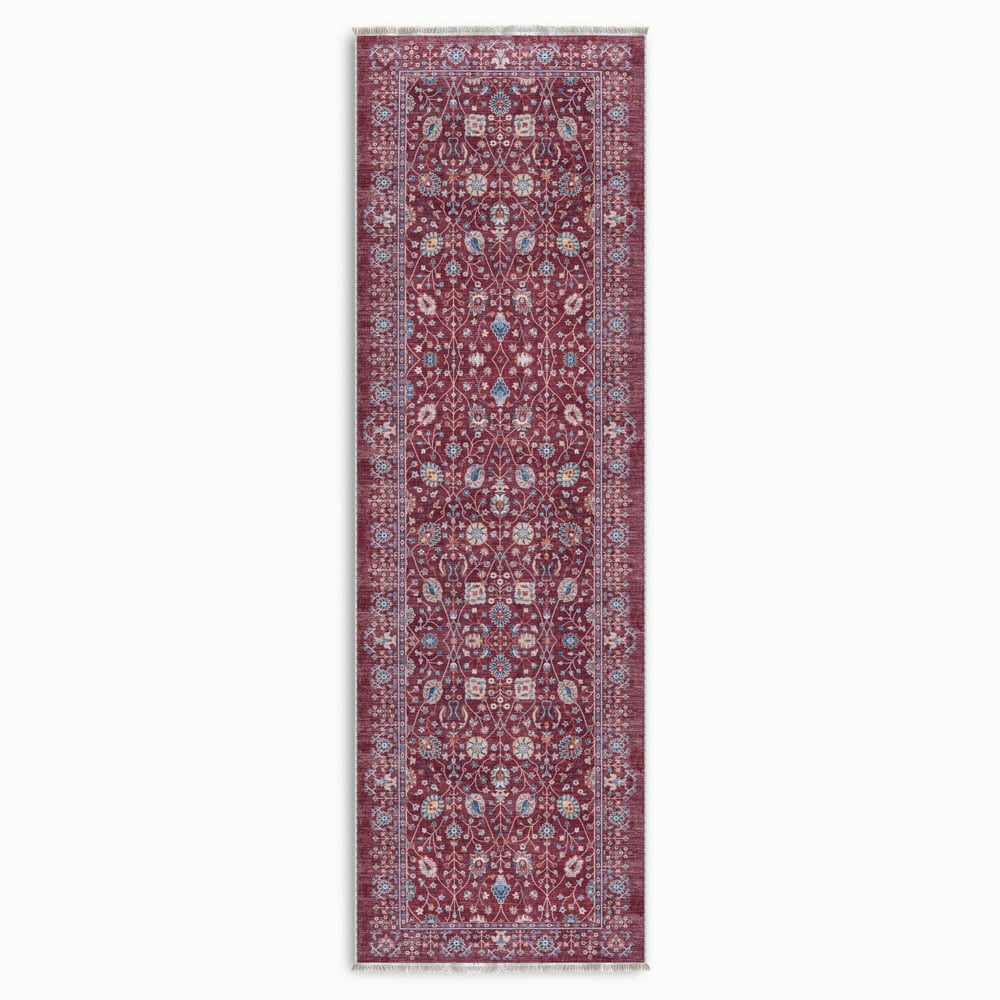 Twist Serisi Bordo Renkli Otantik Tarz Halı Etnik  Modern Uyum