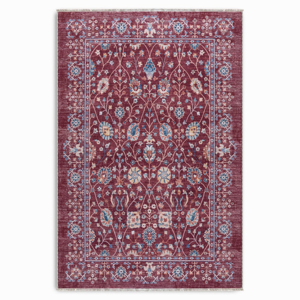 Twist Serisi Bordo Renkli Otantik Tarz Halı Etnik  Modern Uyum