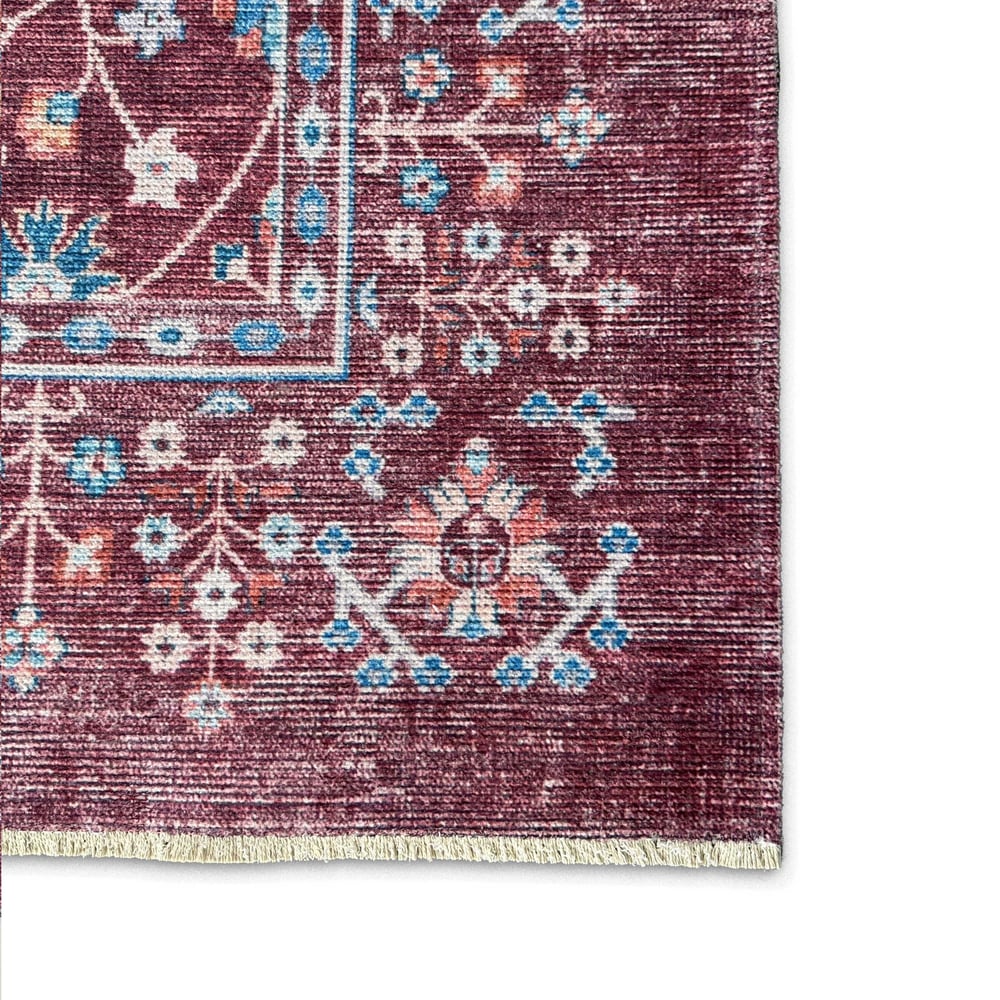 Twist Serisi Bordo Renkli Otantik Tarz Halı Etnik  Modern Uyum
