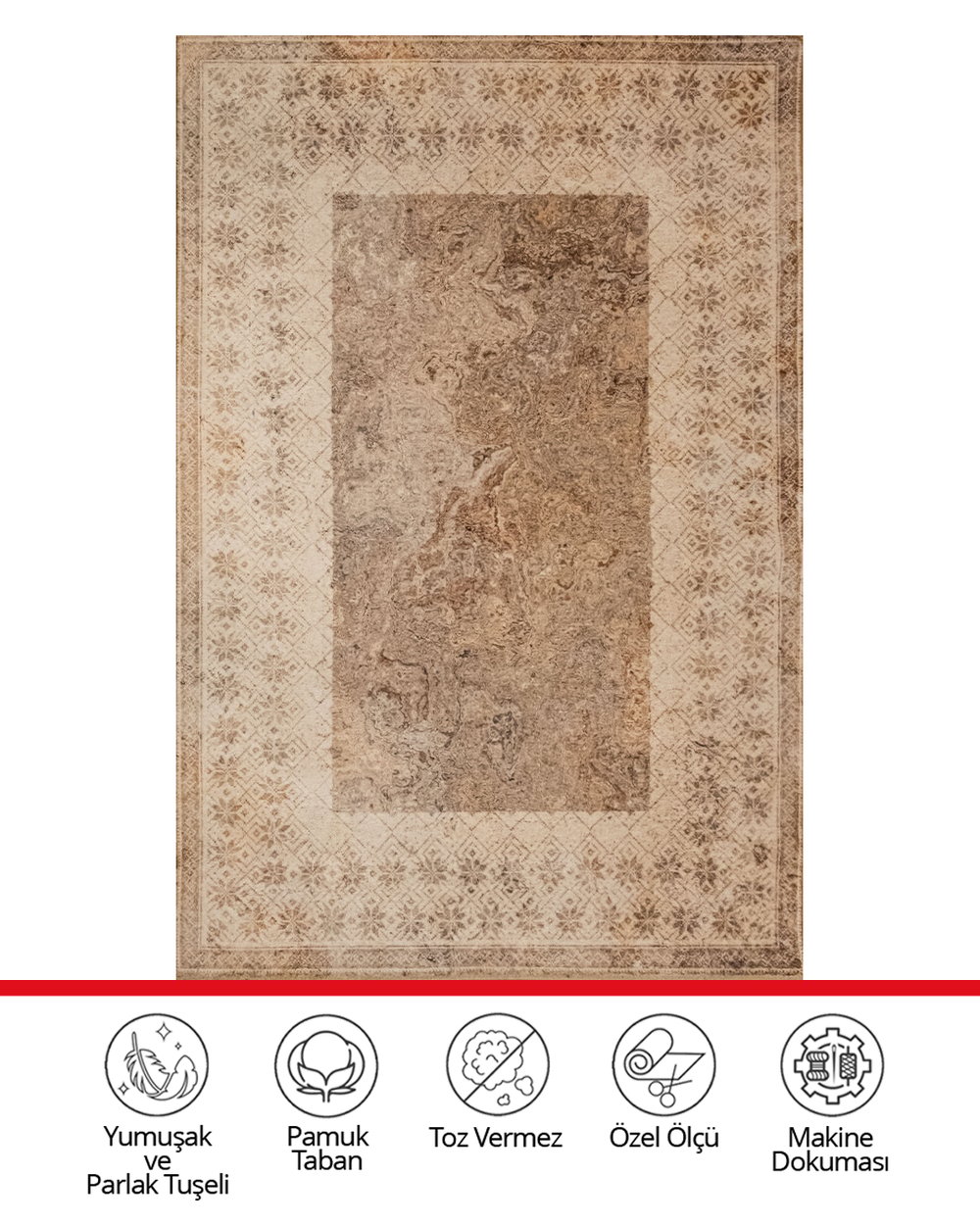 Twist Krem Halı Vintage  Desenli