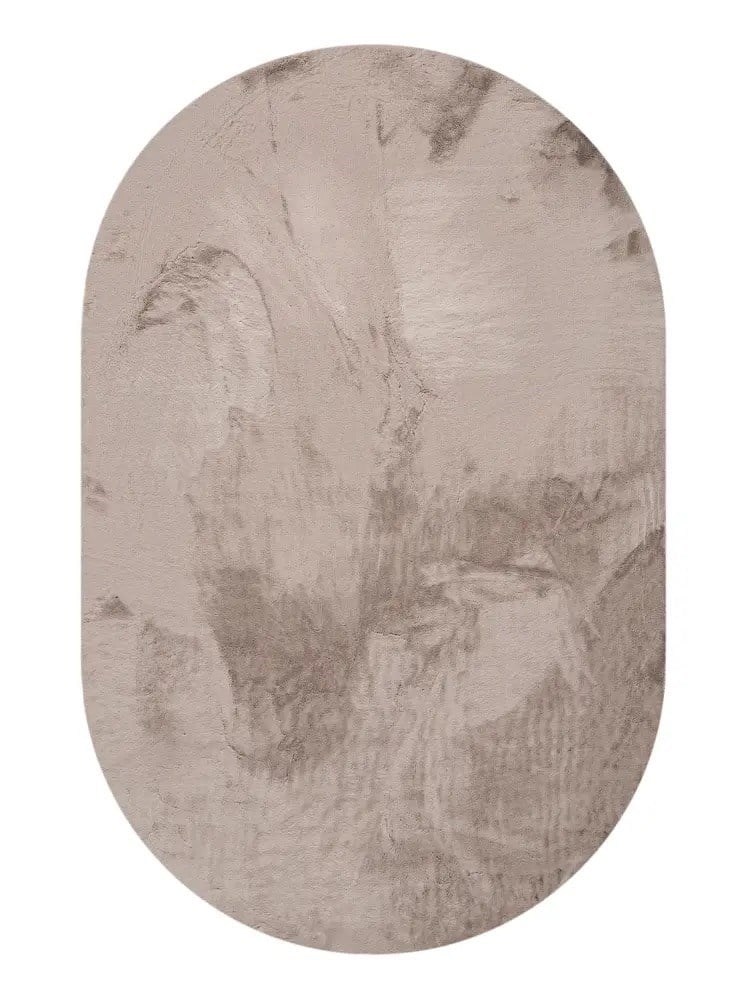 Velora Serisi Vizon Oval Tavşan Peluş Halı – Ultra Yumuşak Kaymaz Taban Modern Peluş Halı