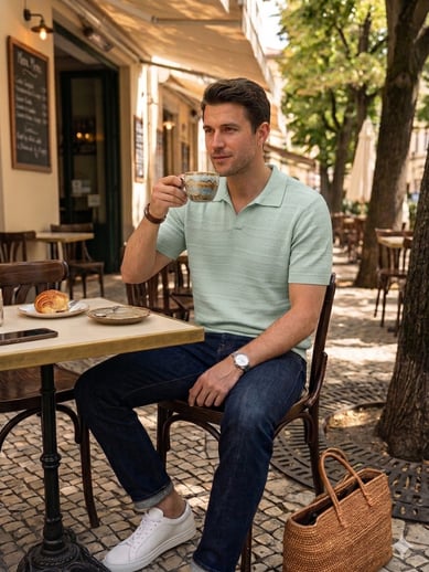 Polo Yaka Triko T-shirt - Mint Yeşili
