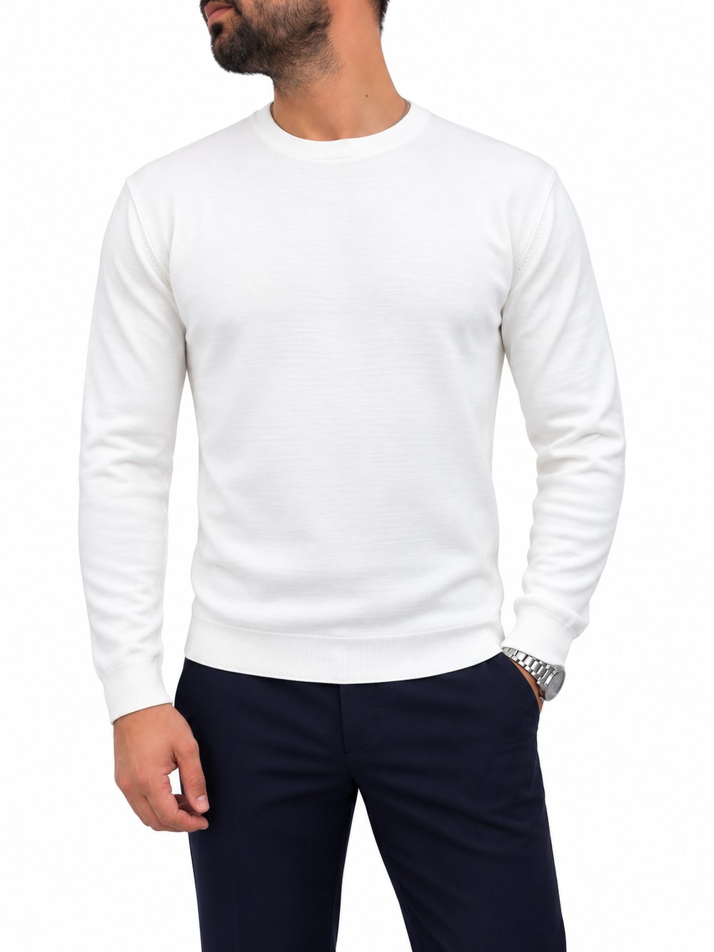 Basic Regular Fit Triko -Beyaz