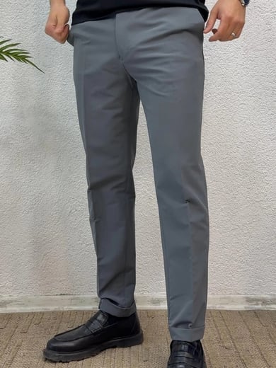 Duble Paça Kumaş Pantolon - Gri