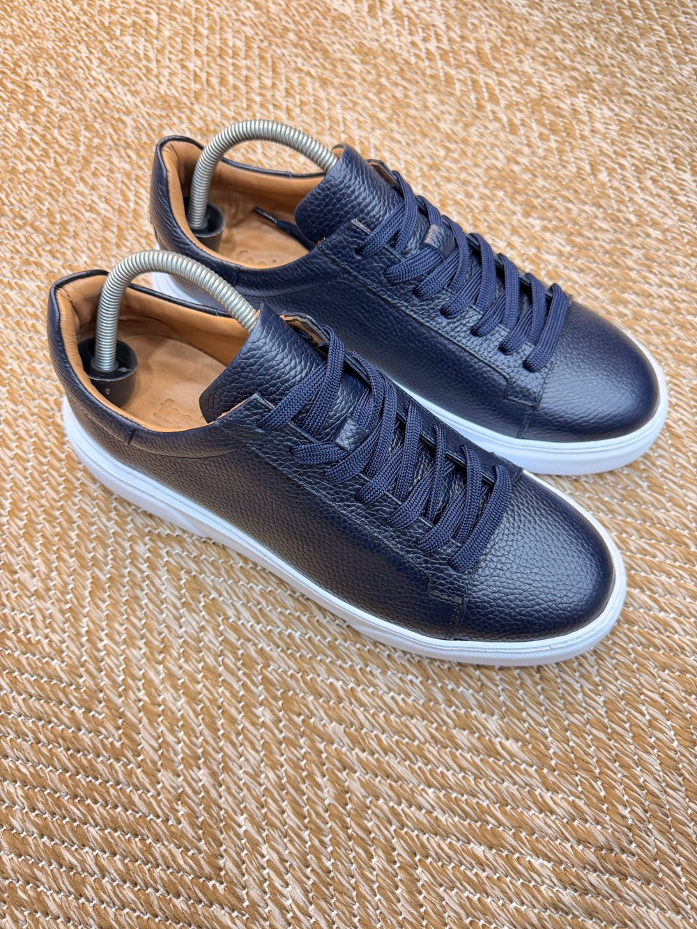 Erkek %100 Deri Sneaker Ayakkabı-Lacivert
