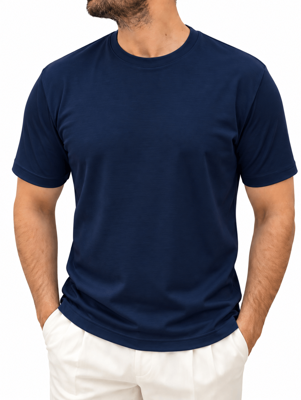 Erkek Basic Rayon Kumaş Tişört-Laci