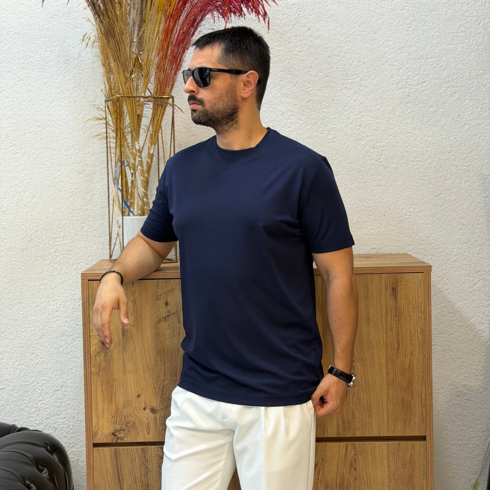Erkek Basic Rayon Kumaş Tişört-Laci