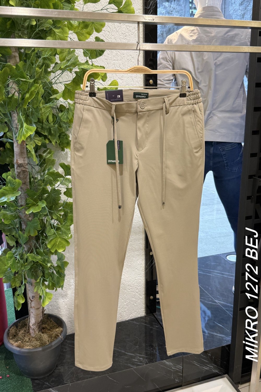 Mikro Kumaş Full Likralı Erkek Jogger Pantolon-Bej