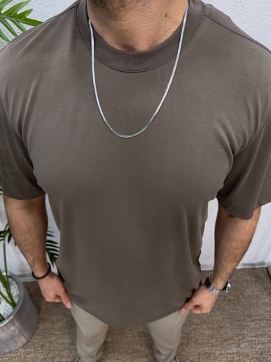 Modal Kumaş Premium Tshirt-Açık Kahve