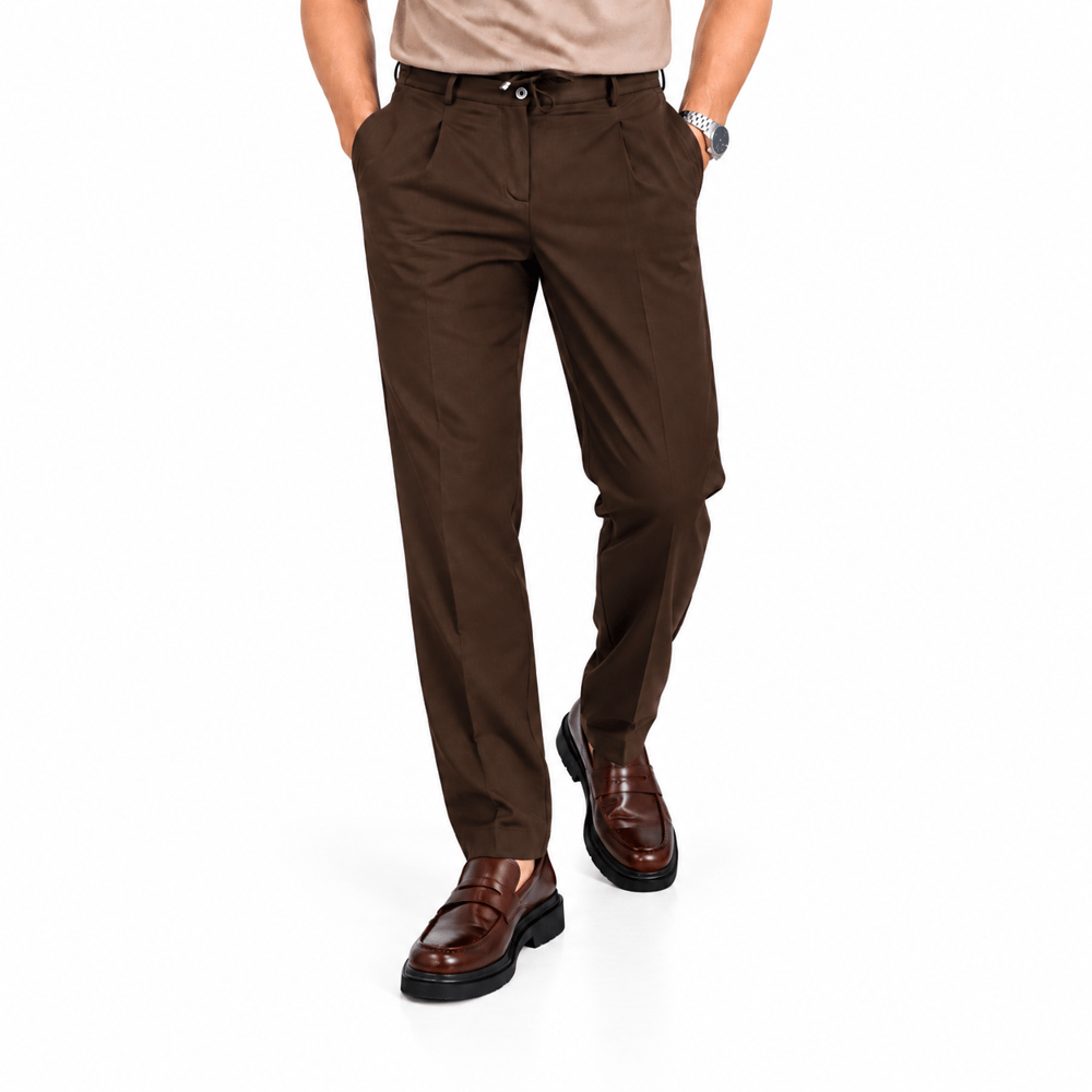 Pileli jogger pantolon-Kahve