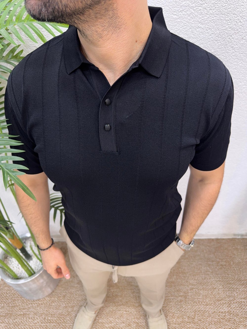 Rayon Triko T-Shirt -Siyah