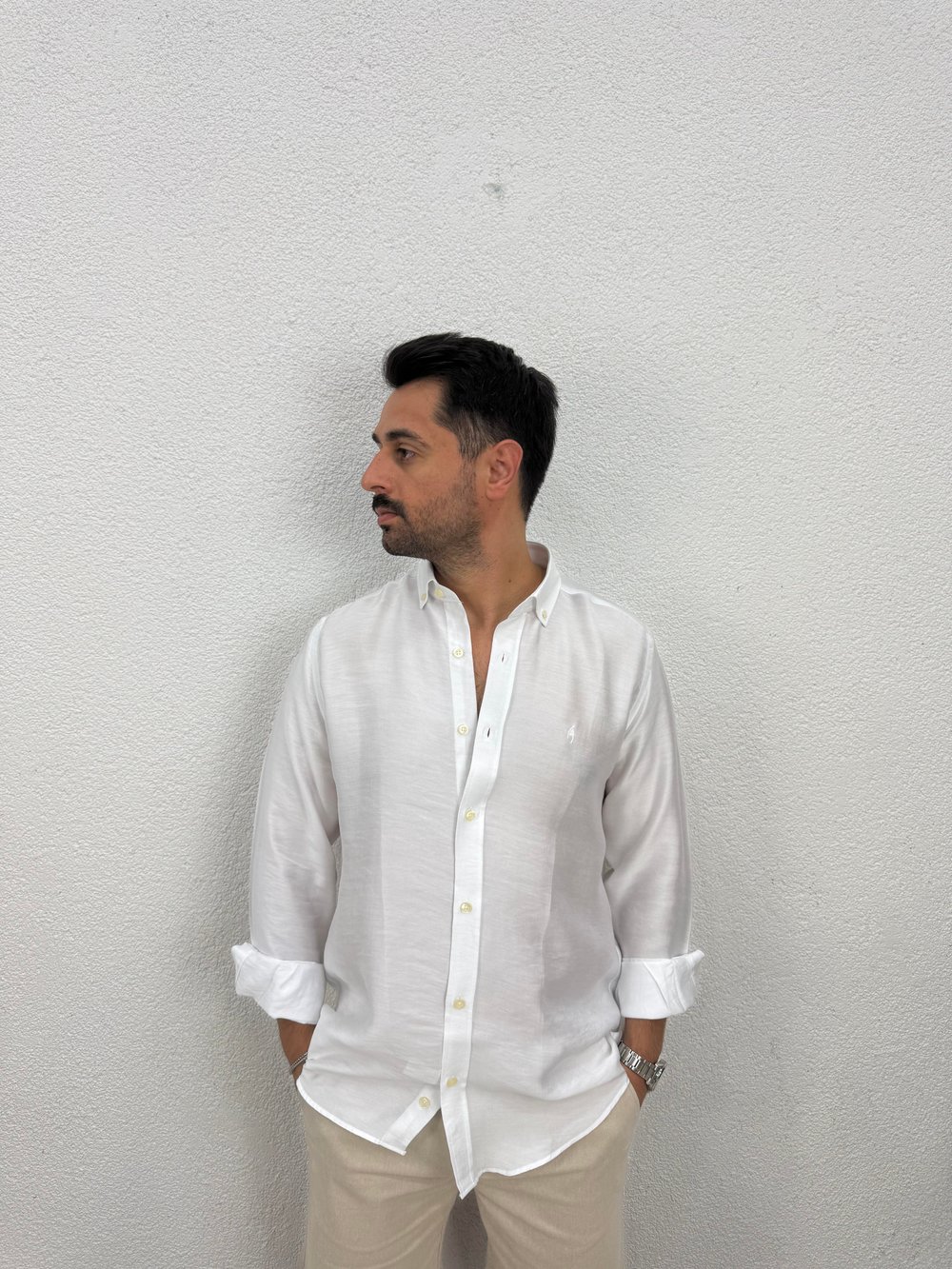 Tensel Kumaş Rahat Kesim Gömlek - Beyaz