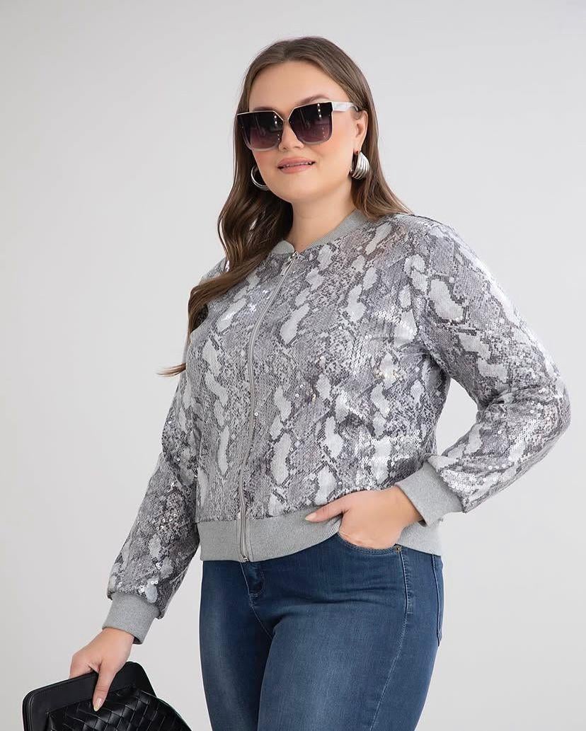PUL PAYET GRİ LEOPAR DESENLİ HIRKA