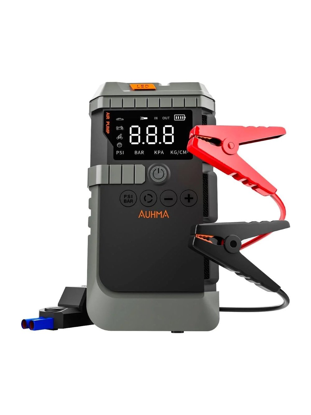 A7711 Akü Takviyeli Hava Kompresörü | 4ü 1 Arada Powerbank, Hava Kompresörü, LCD Ekran, 10.000mAh 150PSI