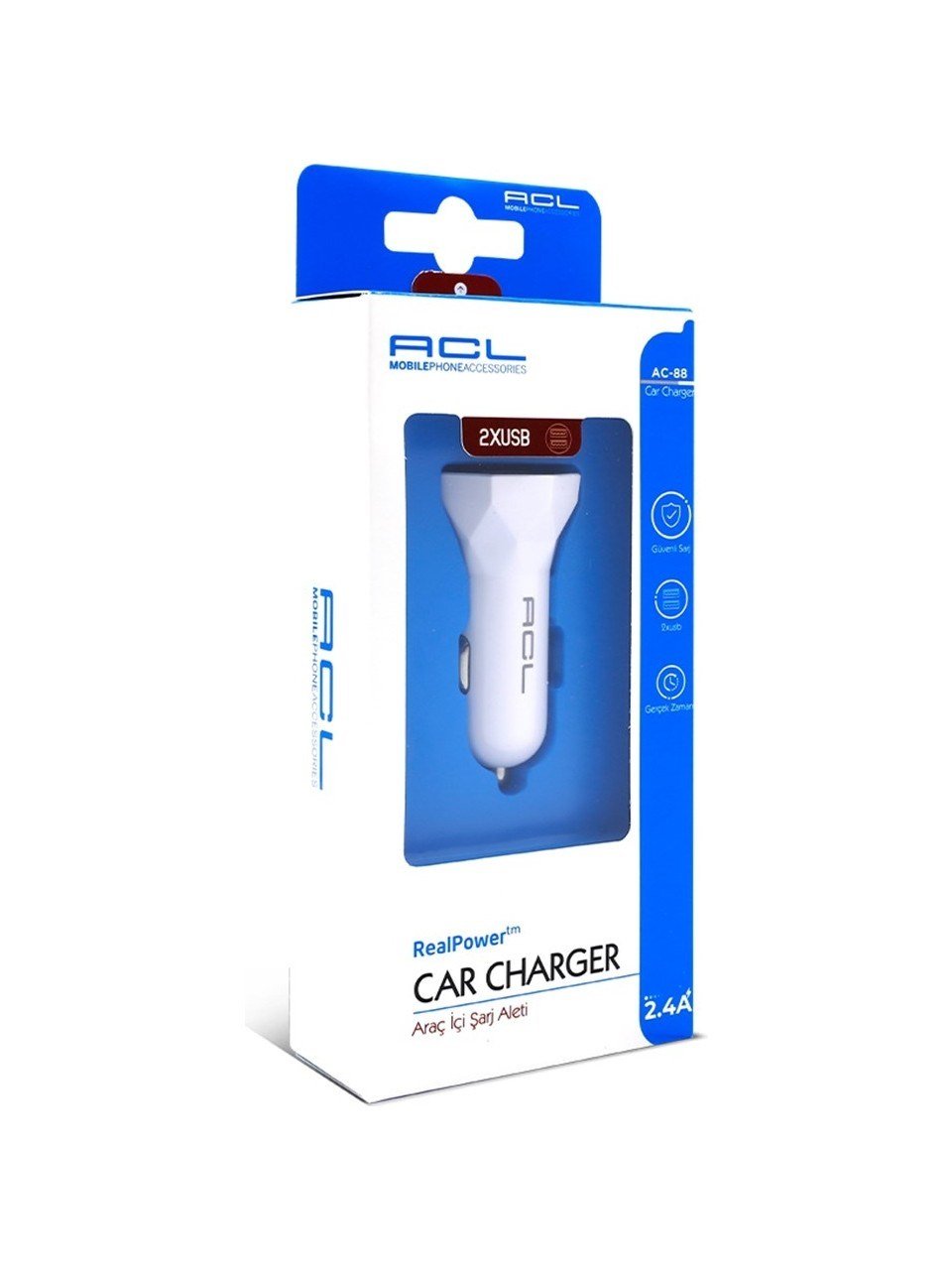 Ac-88 Araç Içi Çakmaklık Şarj Başlığı Çift USB 2,4 Amper