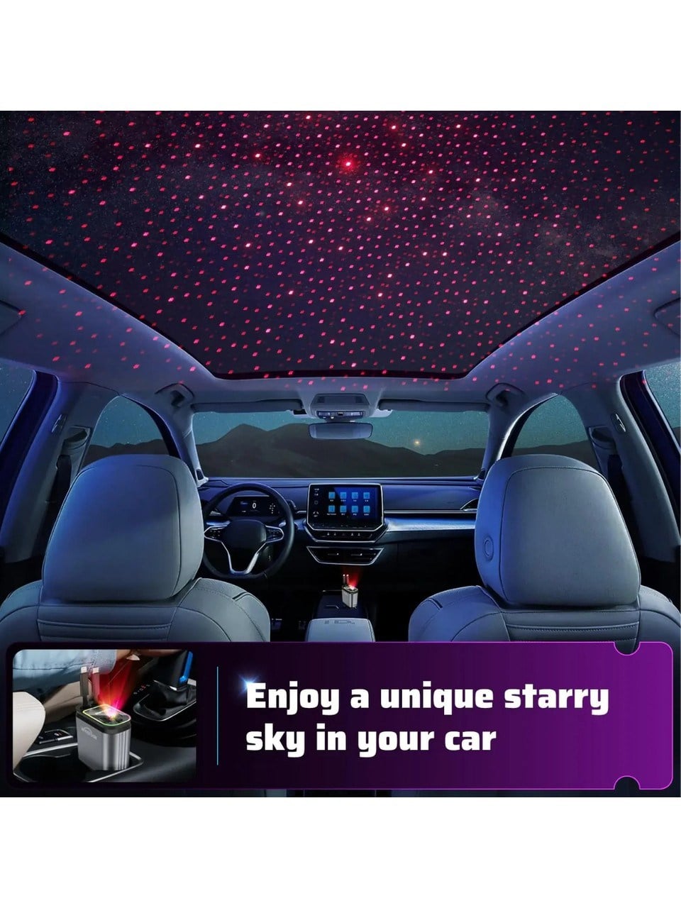 ACC-01 RGB Işıklı Araç Şarj Cihazı 66W Hızlı Şarj 4ü 1 Arada Geri Çekilebilir Kablo Yıldızlı Tavan Işığı Özelliği