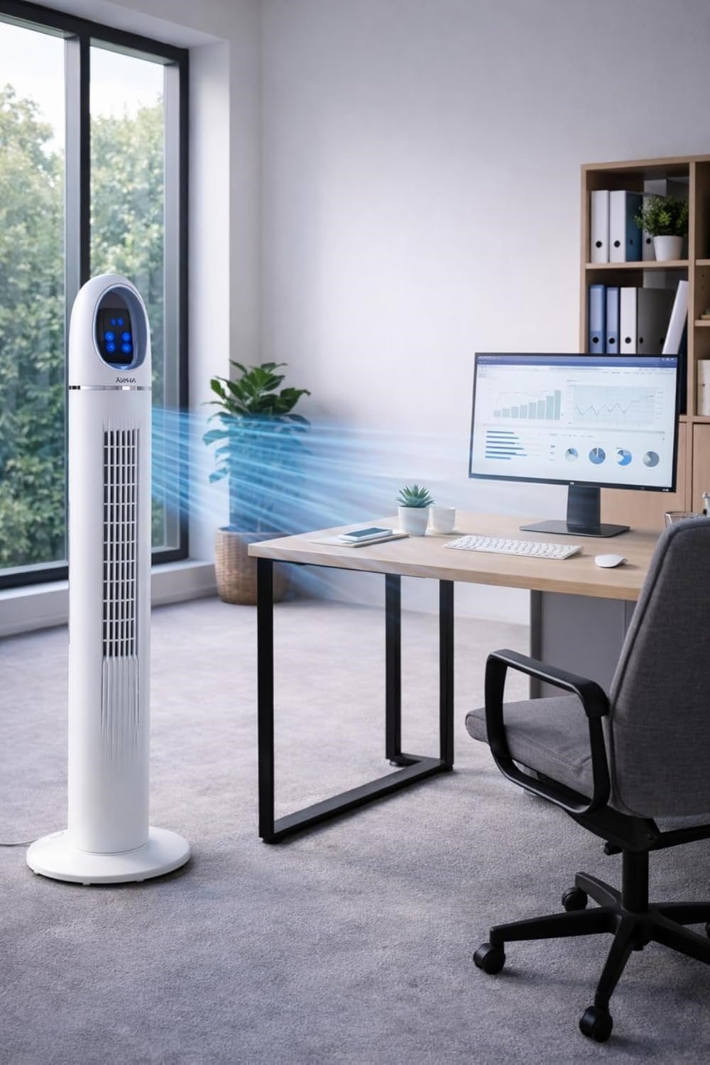 ACFN 45İnç Kule Tipi Vantilatör | 45W Güçlü Motor, 3 Kademeli Hız, Salınımlı, Zamanlayıcılı Tower Fan