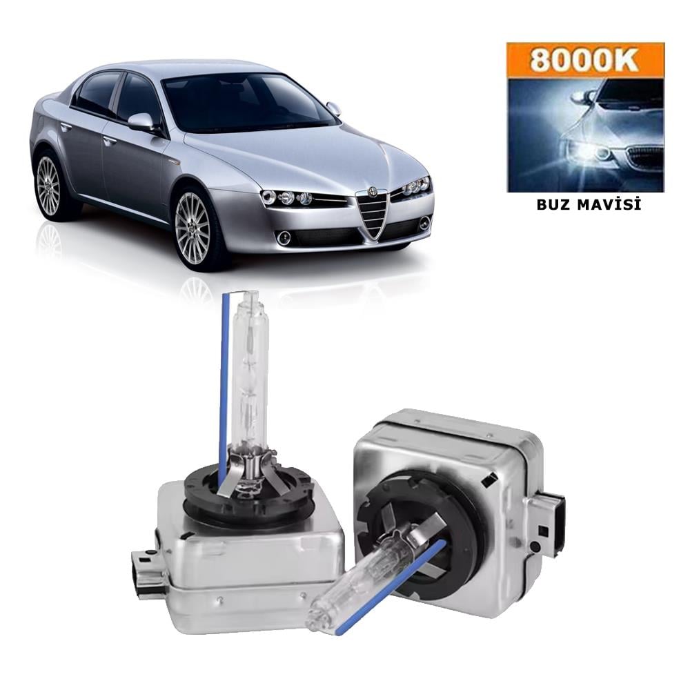 Alfa Romeo 159 Xenon D1S / D1R 8000K Buz Mavisi HID Xenon Ampul 2 Adet