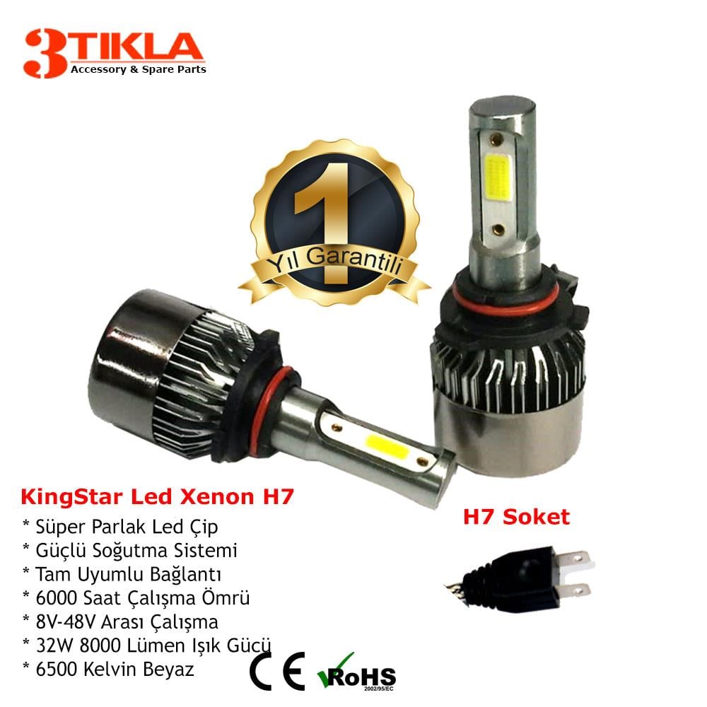 Audi A3 2001-2003 H7 Uzun Far Beyaz Led Xenon Şimşek Etkili 8000 Lümen