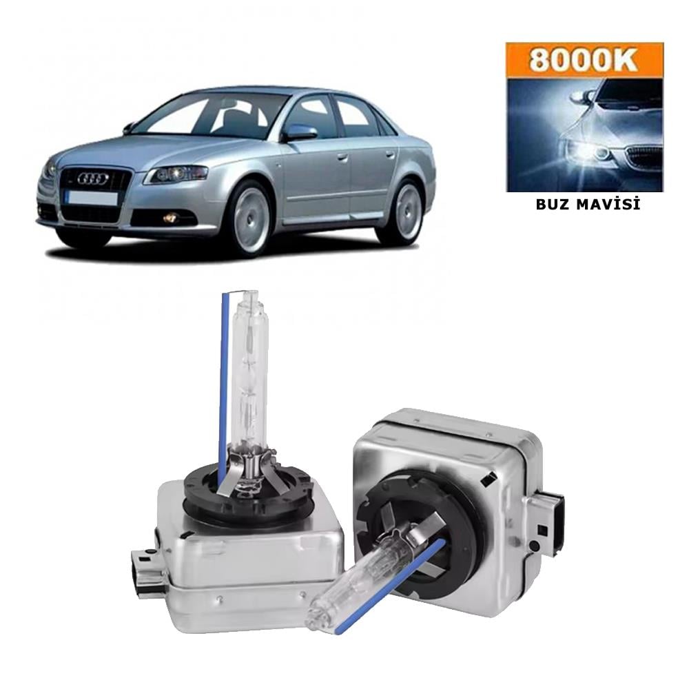 Audi A4 2004-2008 Xenon D1S / D1R 8000K Buz Mavisi HID Xenon Ampul 2 Adet