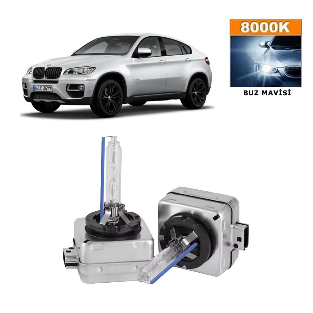 BMW X6 Serisi E71 2008-2014 Xenon D1S / D1R 8000K Buz Mavisi HID Xenon Ampul 2 Adet