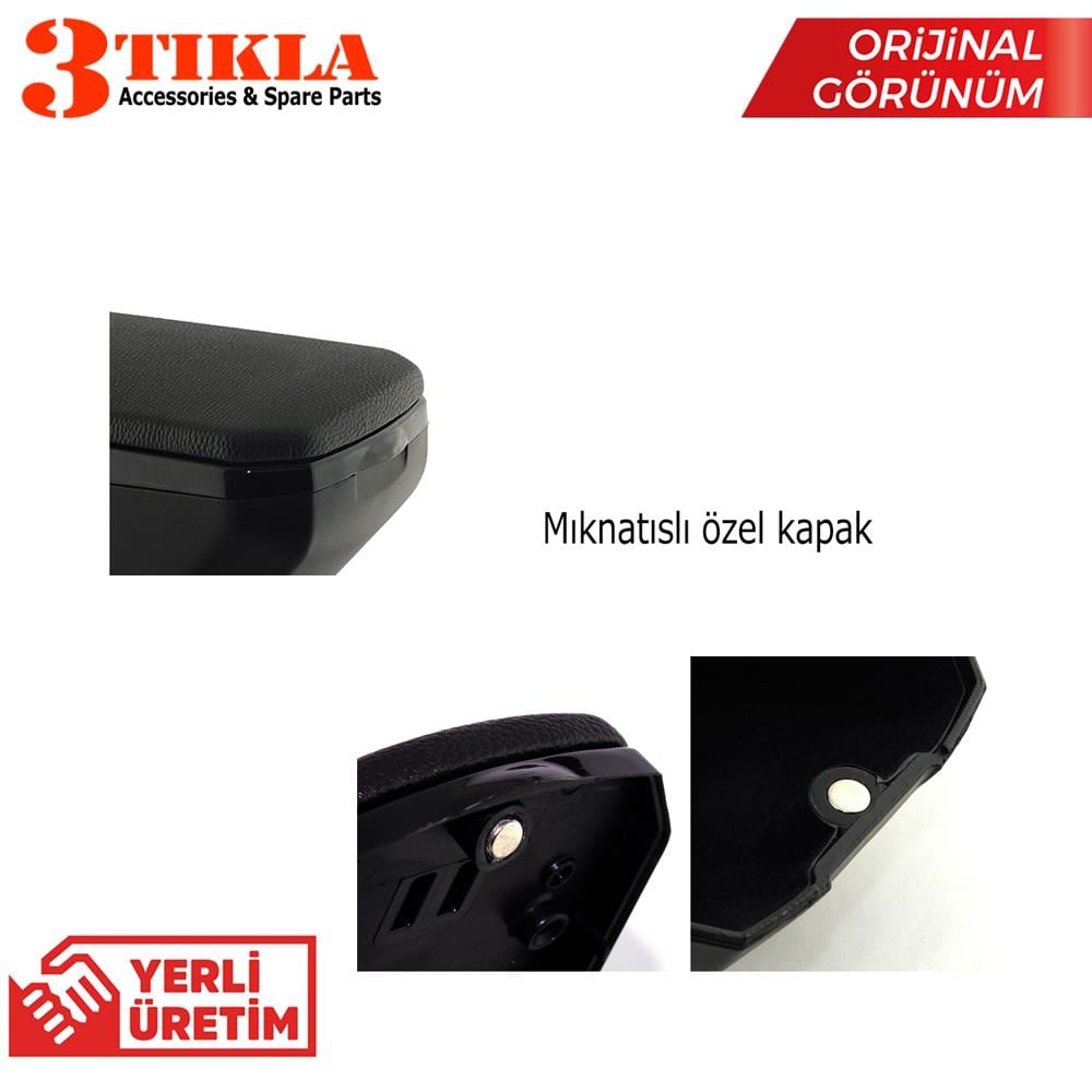 Citroen C-Elysee 2018 Premium HQ Lüks Delmesiz Çelik Ayaklı Siyah Kolçak