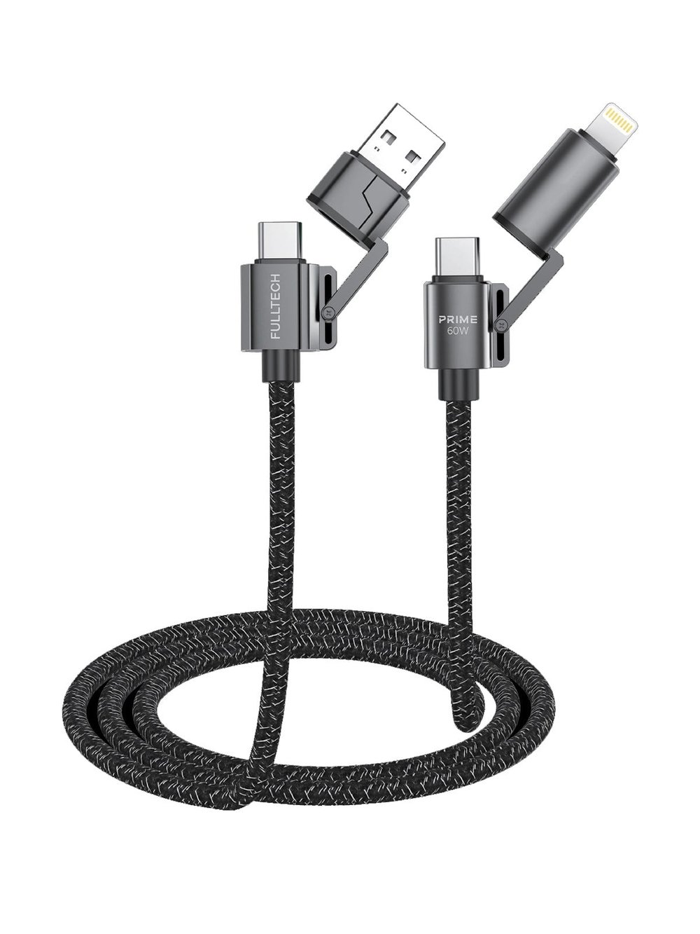 FC154 4ü 1 Arada Şarj Kablosu PD 100W Type-C & Lightning Hızlı Şarj (A+C to C+L, 1.2M Örgü )