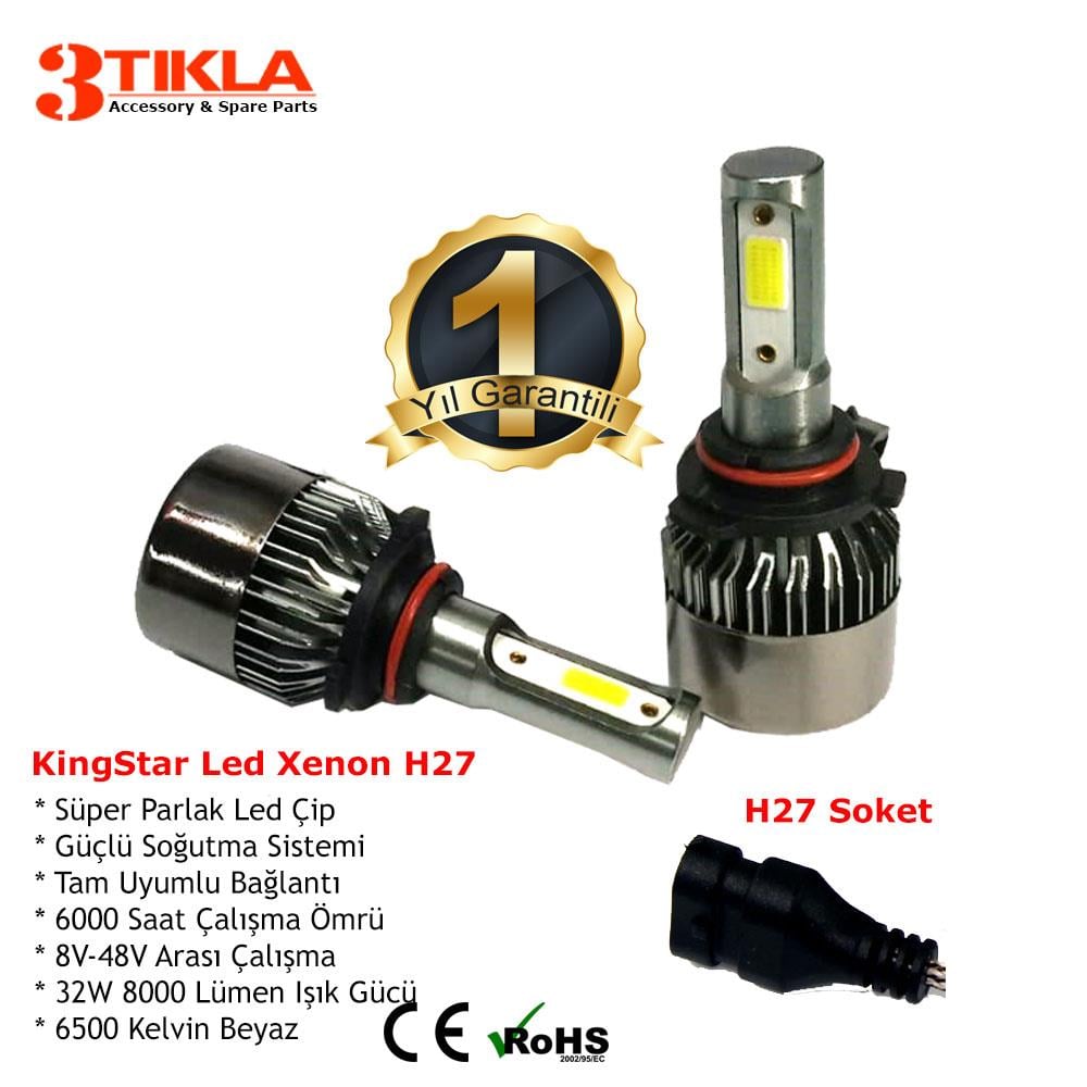 KingStar H27 Beyaz Led Xenon Şimşek Etkili Far Ampül 8000 Lümen
