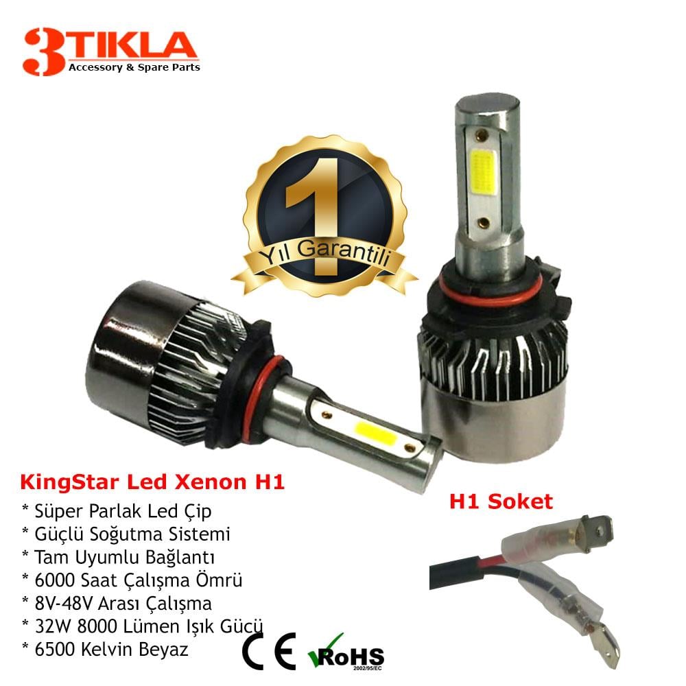 KingStar H3 Beyaz Led Xenon Şimşek Etkili Far Ampül 8000 Lümen