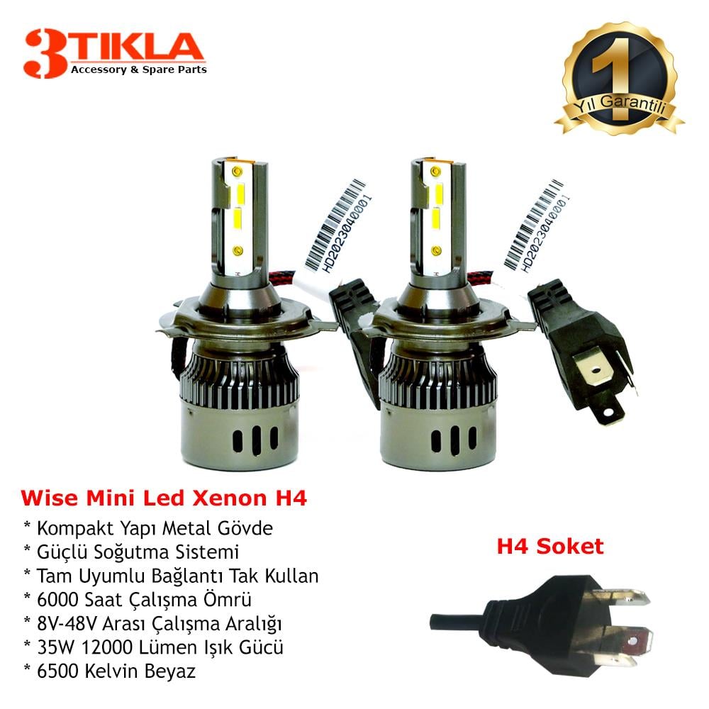 Land Rover Freelander 1998-2001 Wise Beyaz H4 Mini Led Xenon Şimşek Etkili 12000 Lümen